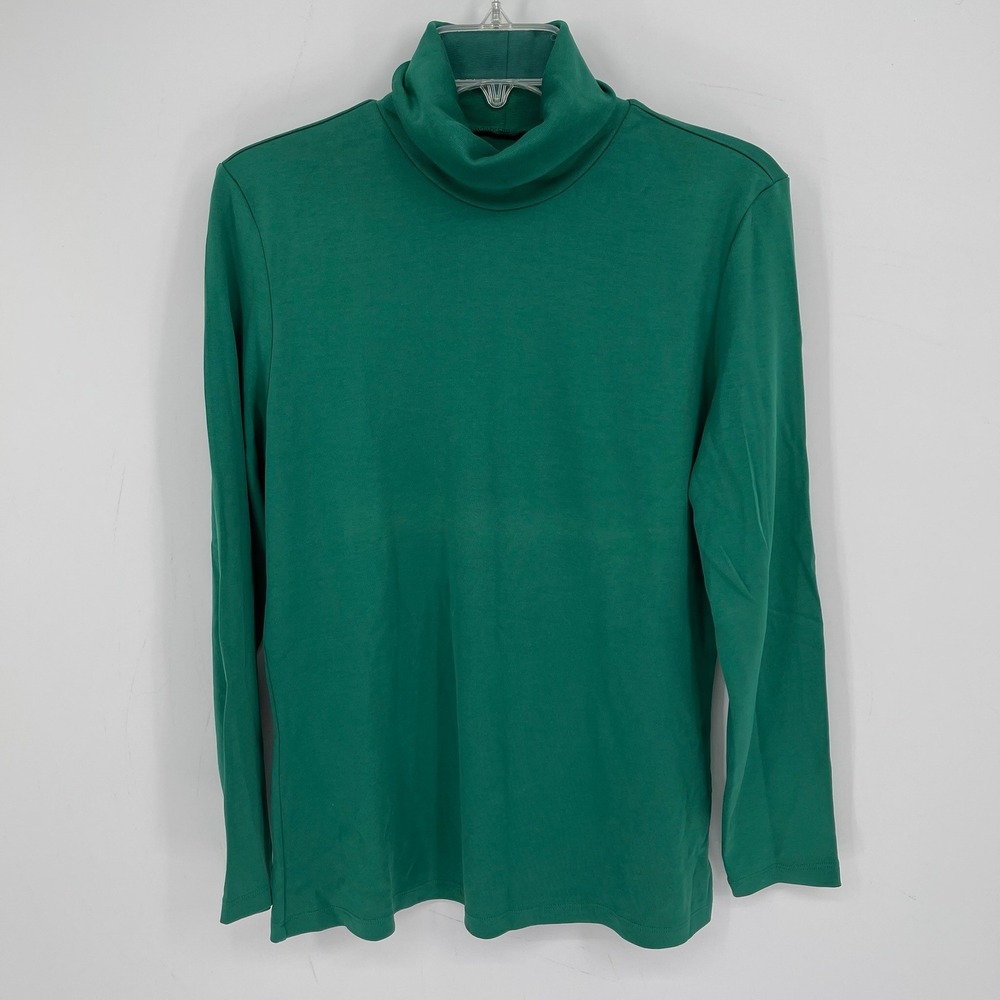 Orvis‎ Women's Green Long Sleeve Pima Cotton Pullover Turtleneck Top Size L